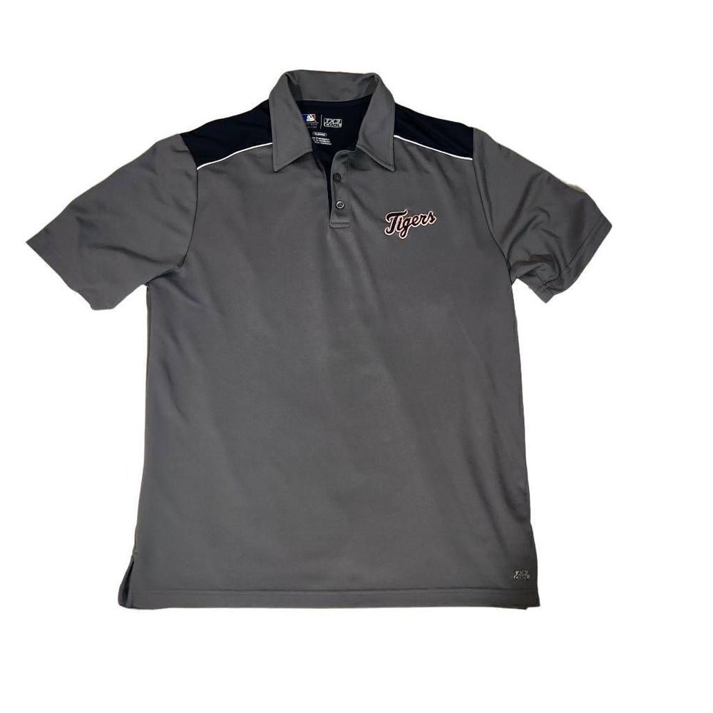 MLB Men's Size XL Blue Gray Detroit Tigers Dri-Fit Polo Short Sleeve Shirt